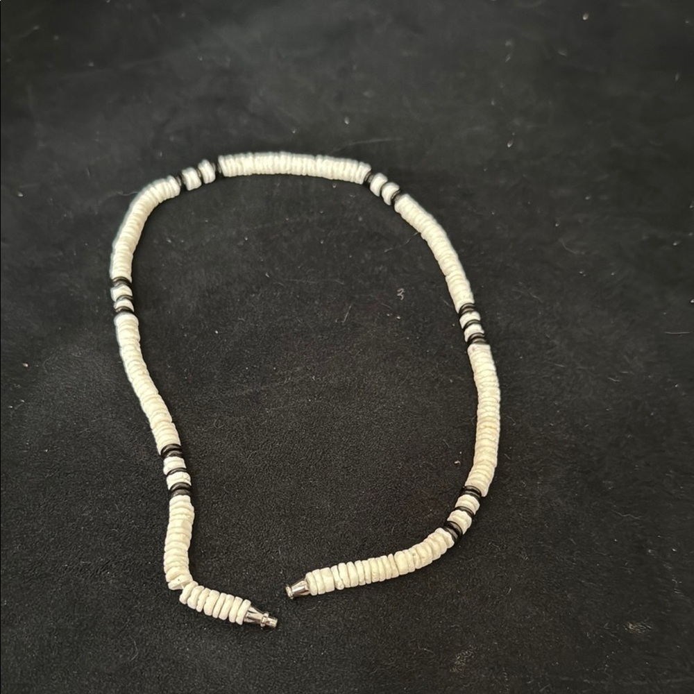 Black and White Beaded 90's Surfer Necklace